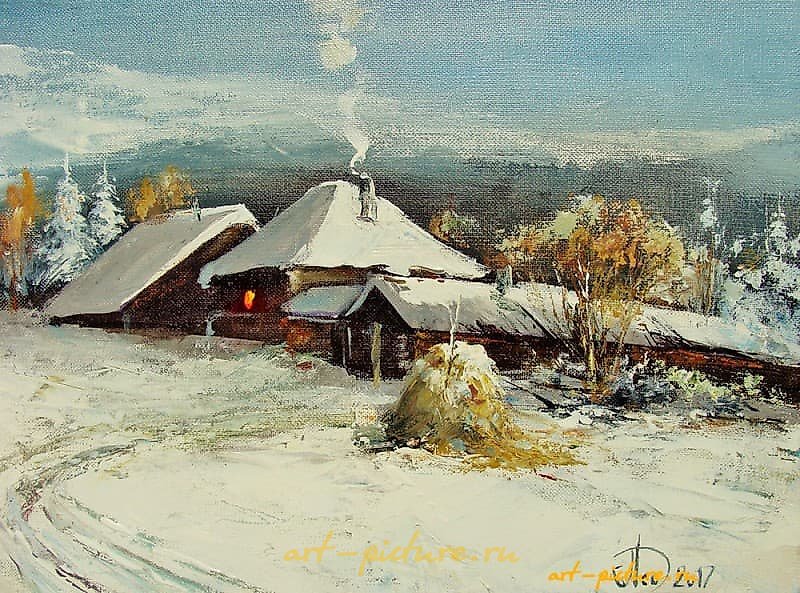 "Winter noon oil, canvas"