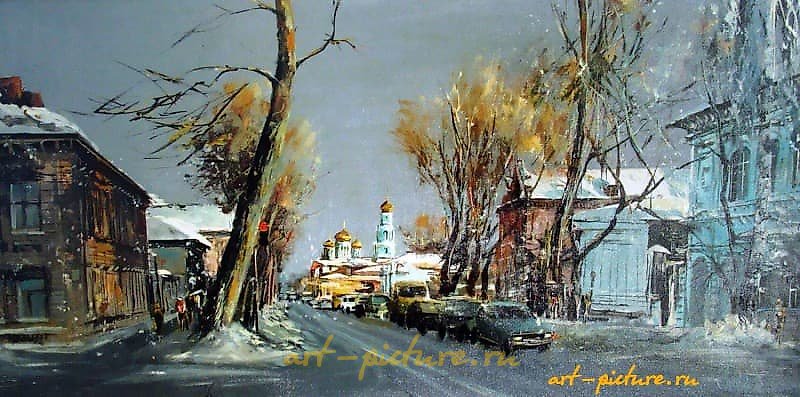 The translation of the text "Улица Интернациоанльная акрил, холст" into English is "International Street acrylic, canvas."