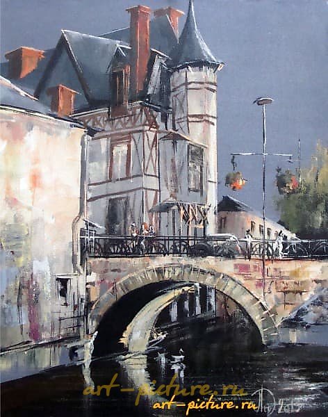 城市维耶尔宗  河流谢尔  丙烯，画布