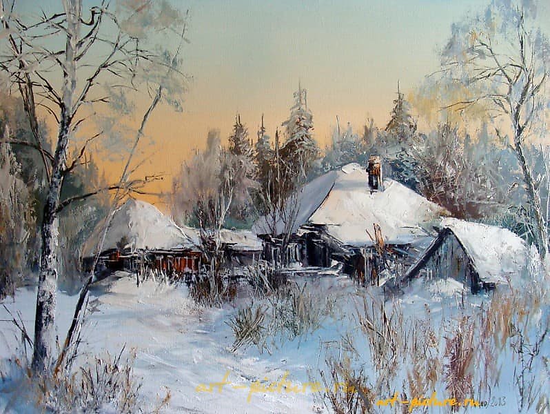 "Frosty morning, canvas, oil"