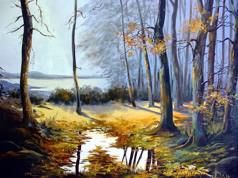 秋季橡树林 油画，画布