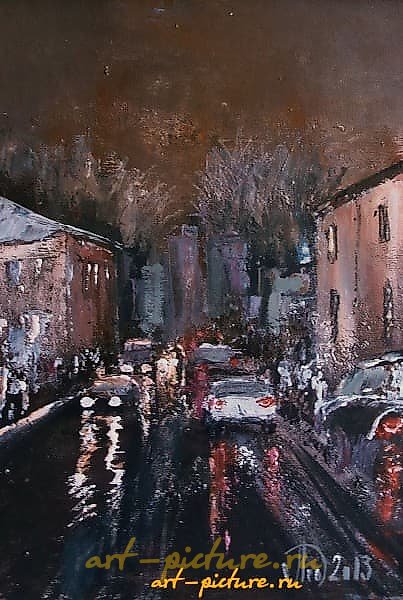 夜晚城市 油画，画布