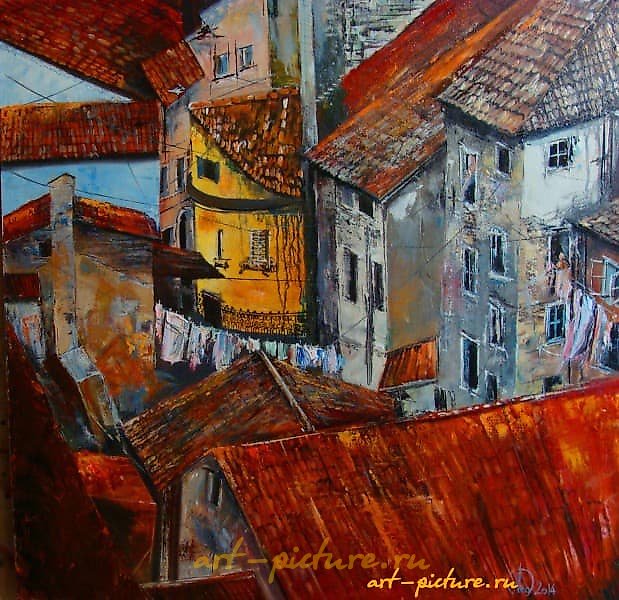 意大利屋顶 油画、帆布