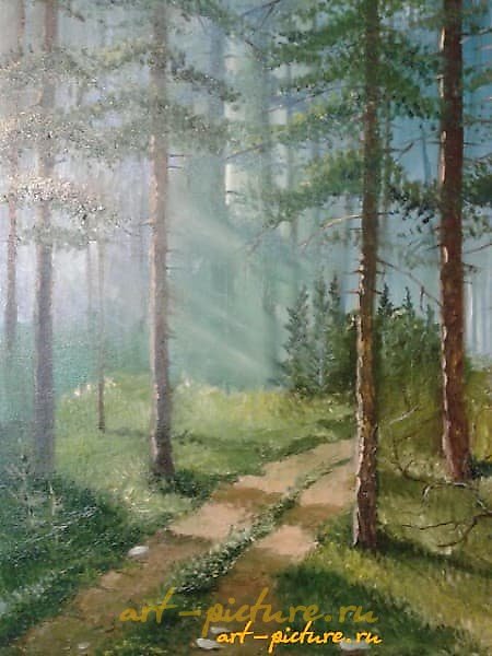 早晨森林 油画
