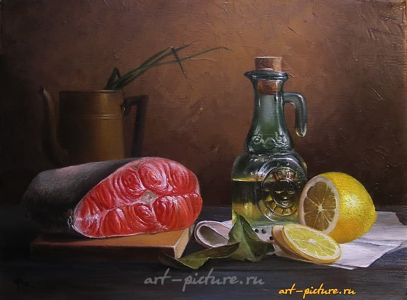 Still Life with Red Fish, canvas/oil