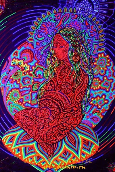 "Pacha Mama Fluorescent Acrylic, Canvas"