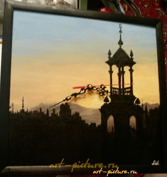 The silhouettes of Barcelona in time acrylic, canvas