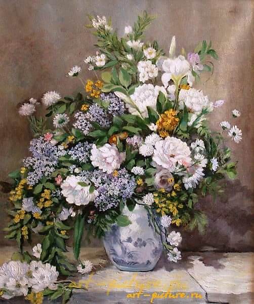 雷诺阿《春季花束》 油画，画布