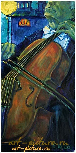 大提琴演奏者 Холст, 油画