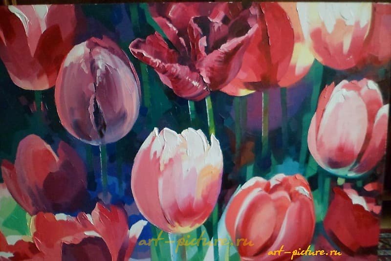 郁金香 油画，画布