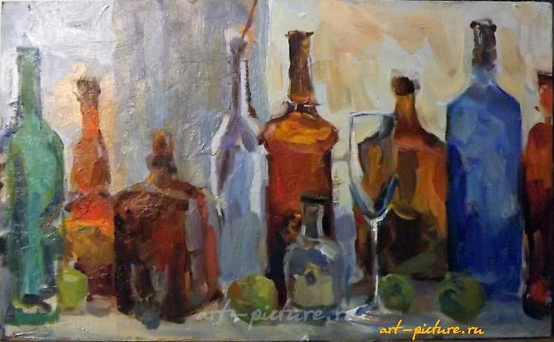 "Bottles №4 oil, fiberboard"