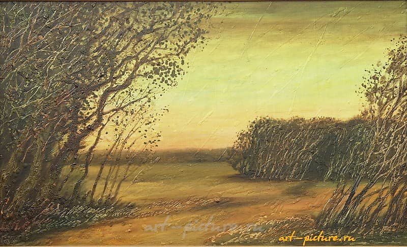 日落 油画，画布