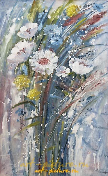 The translation of "Букет масло, холст" into English is "Bouquet oil, canvas."