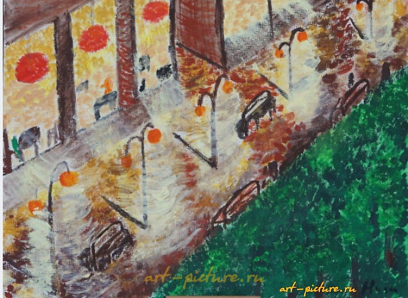 The translation of "Город холст, акрил" into English is "City canvas, acrylic."