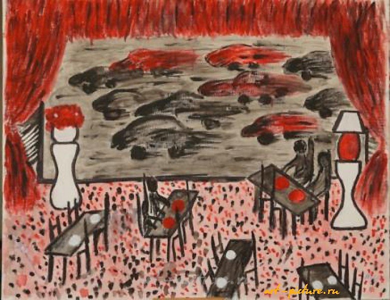 餐厅 布面画，丙烯