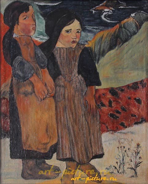 布列塔尼女孩（保罗·高更的画作复制品） 布面油画