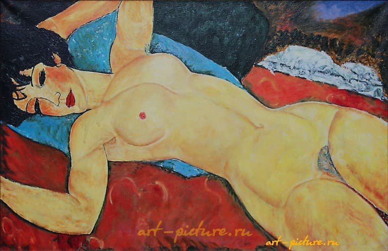 躺着的卡里亚蒂斯（阿梅德奥·莫迪利亚尼的复制品） 画布，油画