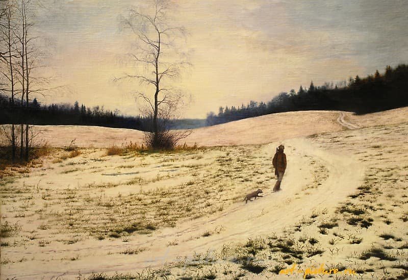 狩猎 油画 布面