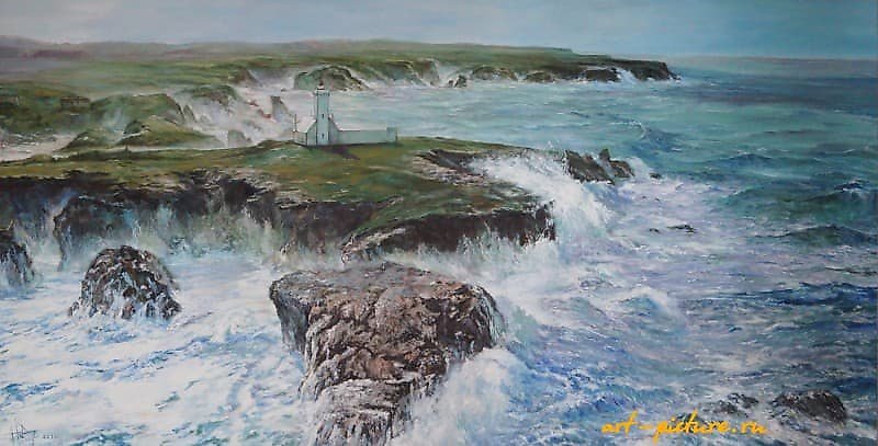 The translation of the text "морское буйство масло, холст" into English is "Marine Fury oil, canvas."