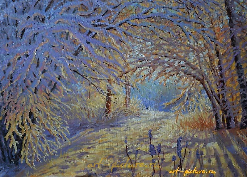 "Winter morning, canvas, oil"