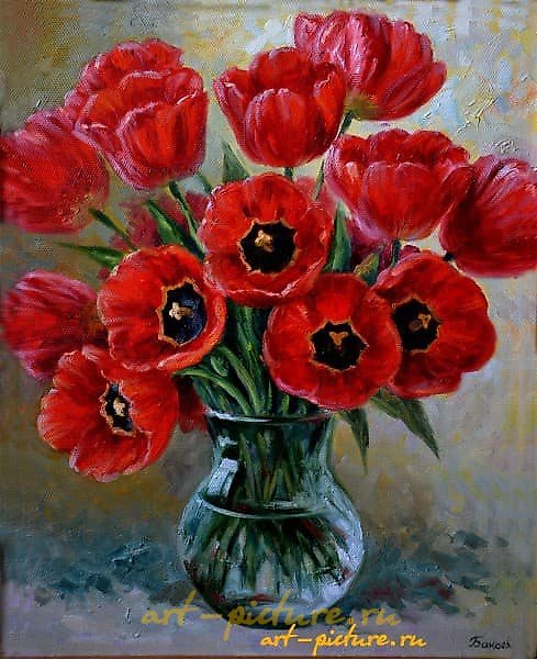 郁金香 布面油画