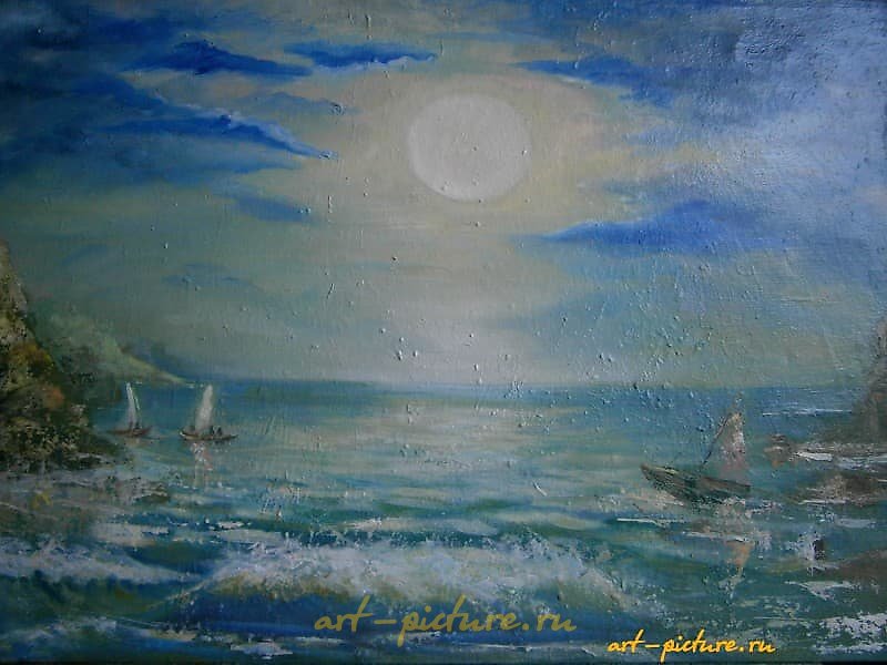 "Big moon, canvas, oil"