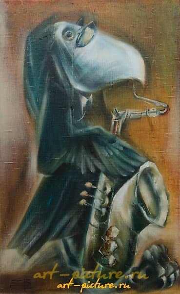 "Saxophonist oil on canvas"
