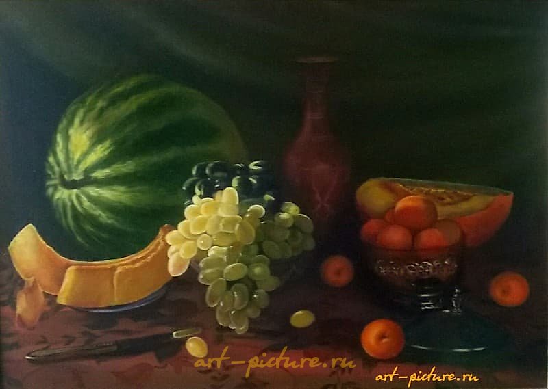 Still Life with Watermelon Canvas, Oil
