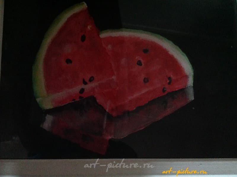 The translation of "*Арбуз* гуашь" into English is "*Watermelon* gouache."