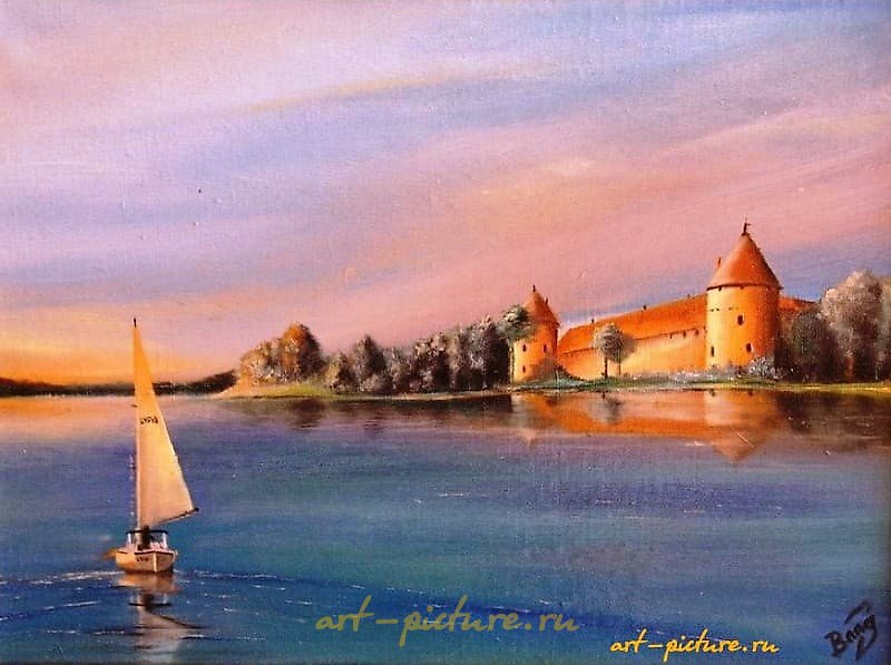 The text "Озеро Масло холст" translates to "Lake Oil Canvas" in English.
