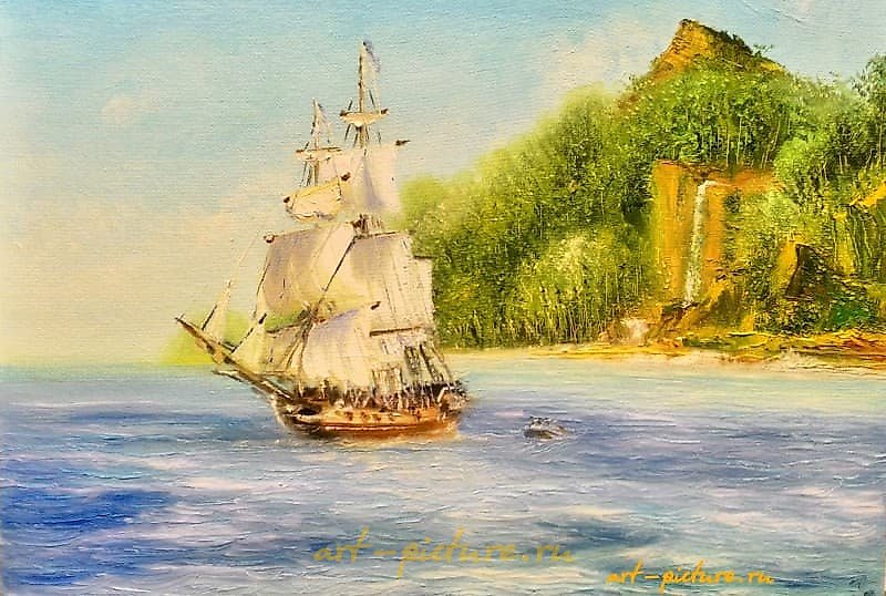 "On distant shores. Oil on canvas board."