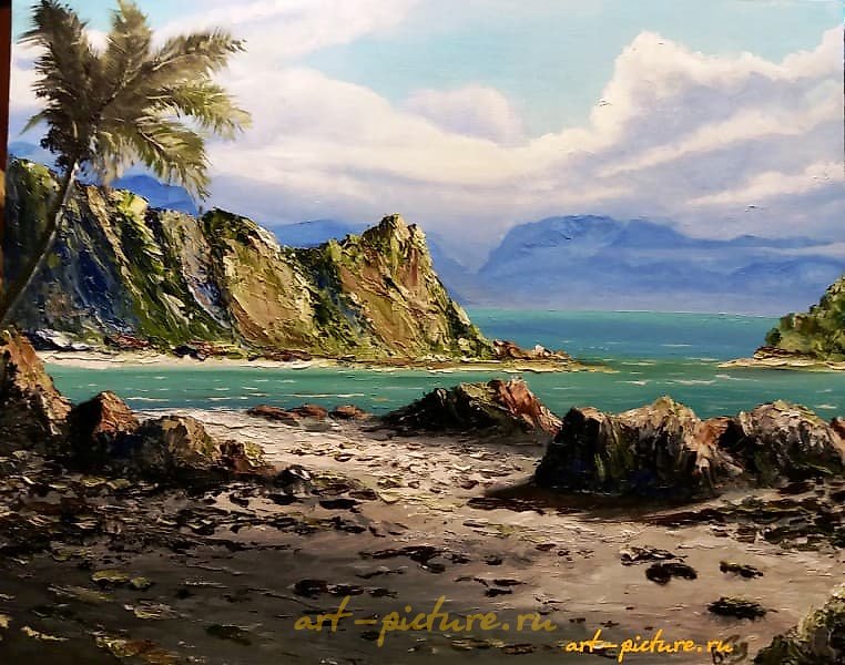 берег.. 油画 布面刮刀