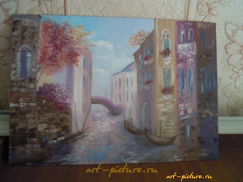 The translation of the text is: "Venice oil, primed cardboard."