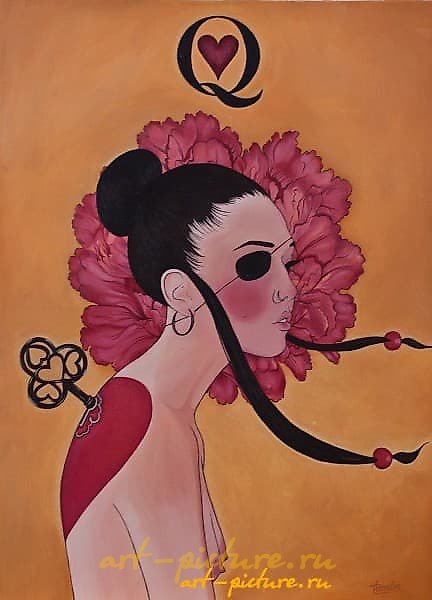 红心女王 油画，画布