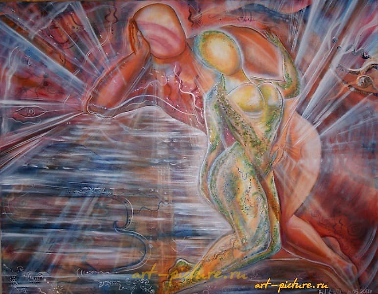 Love of the Earth and the Sun. Evening. Canvas, acrylic, oil.