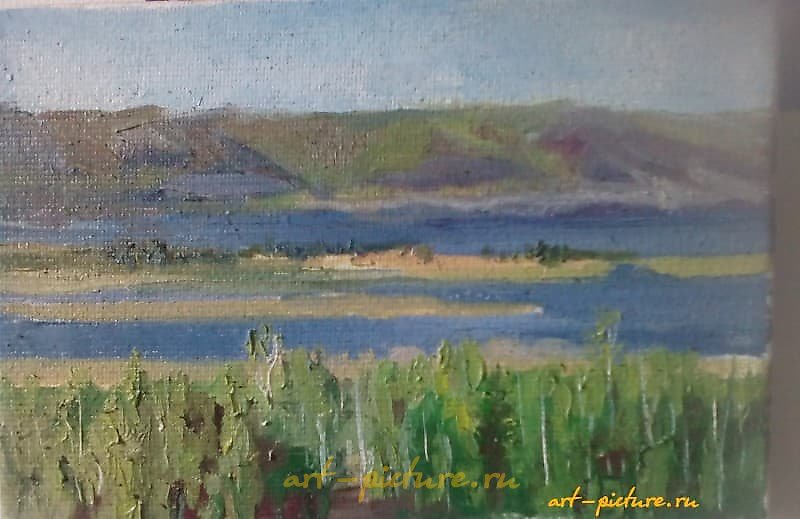 Volga. Study from nature. Canvas, oil.