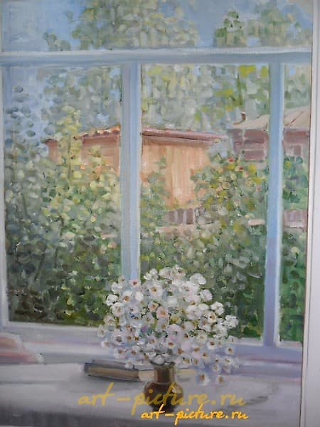 路边雏菊的静物画 油画，画布