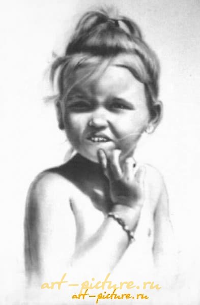 女孩在阳光下 纸，油画，干画笔