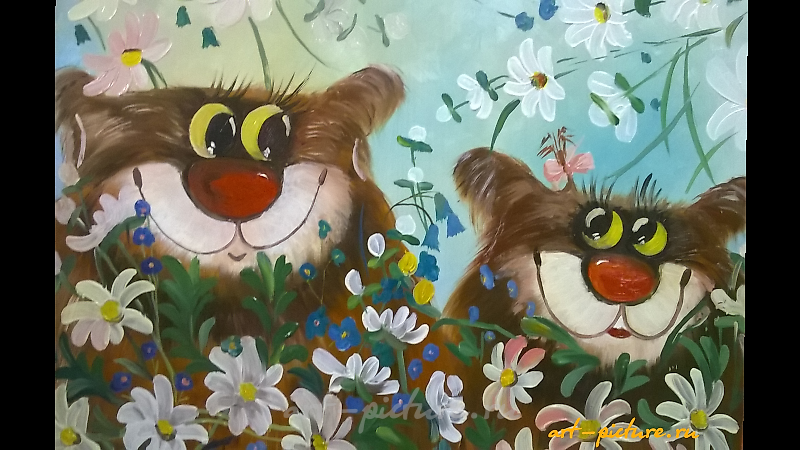 The translation of the text "Хорошее настроение масло, холст" into English is "Good mood oil, canvas."