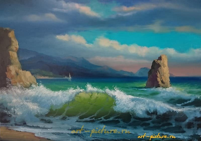 "孤独之岩" 布面油画