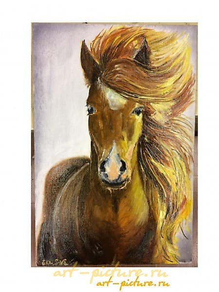 The translation of "Конь Масло холст" into English is "Horse Oil Canvas."