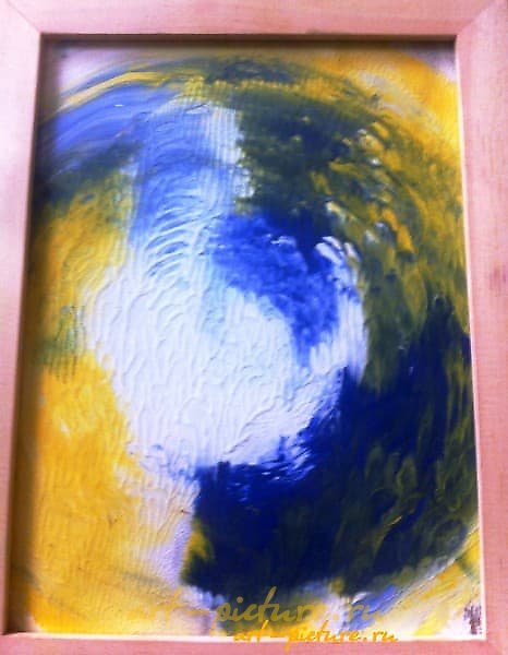 The translation of "Земля фанера, акрил" into English is "Earth plywood, acrylic."