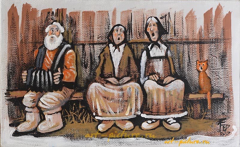 "On the bench" canvas, acrylic, oil