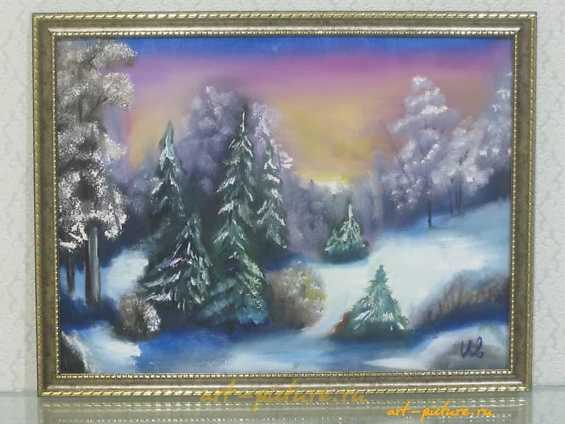 冬天 画布，油画