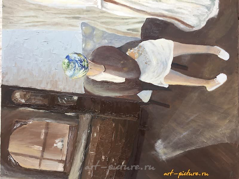 在我脑海中的世界 油画，纸板上的画布