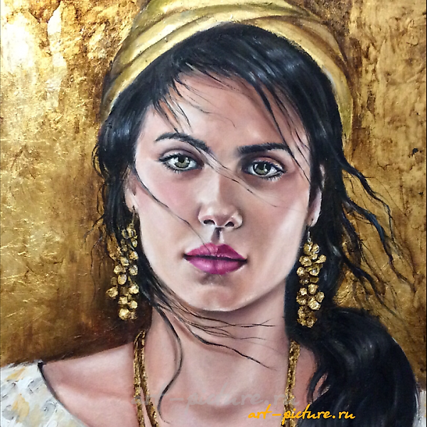 法里达·马斯洛，画布，箔金。