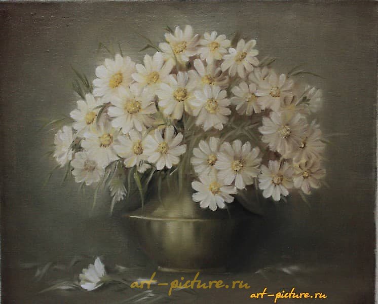 "Flowers in a Vase, oil on canvas"