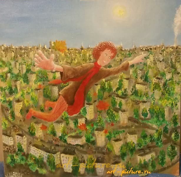 The translation of "Полет масло холст" into English is "Flight oil canvas."