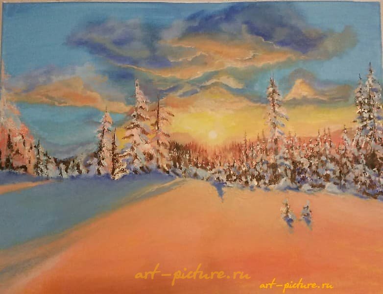 "Orange snow canvas oil"