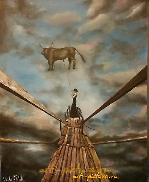 The translation of "Дама с быком холст масло" into English is "Lady with a bull, canvas oil."